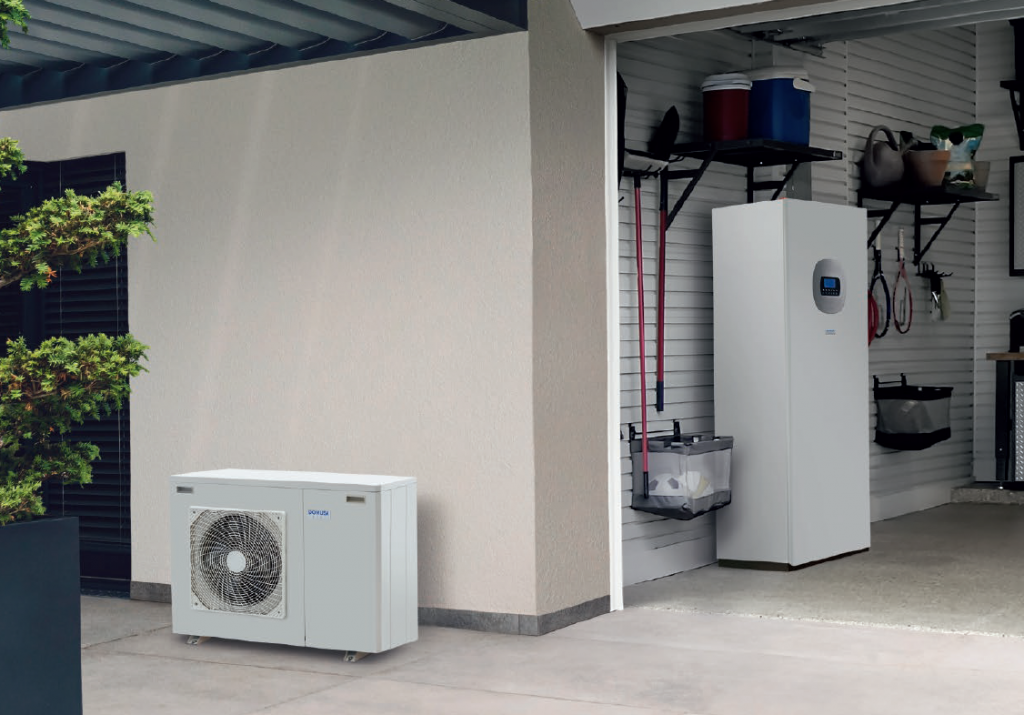 Moderne warmtepomp installatie voor efficiënt verwarmen van woningen met laag energieverbruik